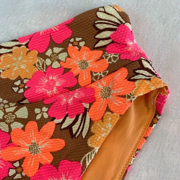 Aerie Neon Orange & Pink Floral High Waist Cheeky Bikini Swim Bottoms - Picture 6 of 9